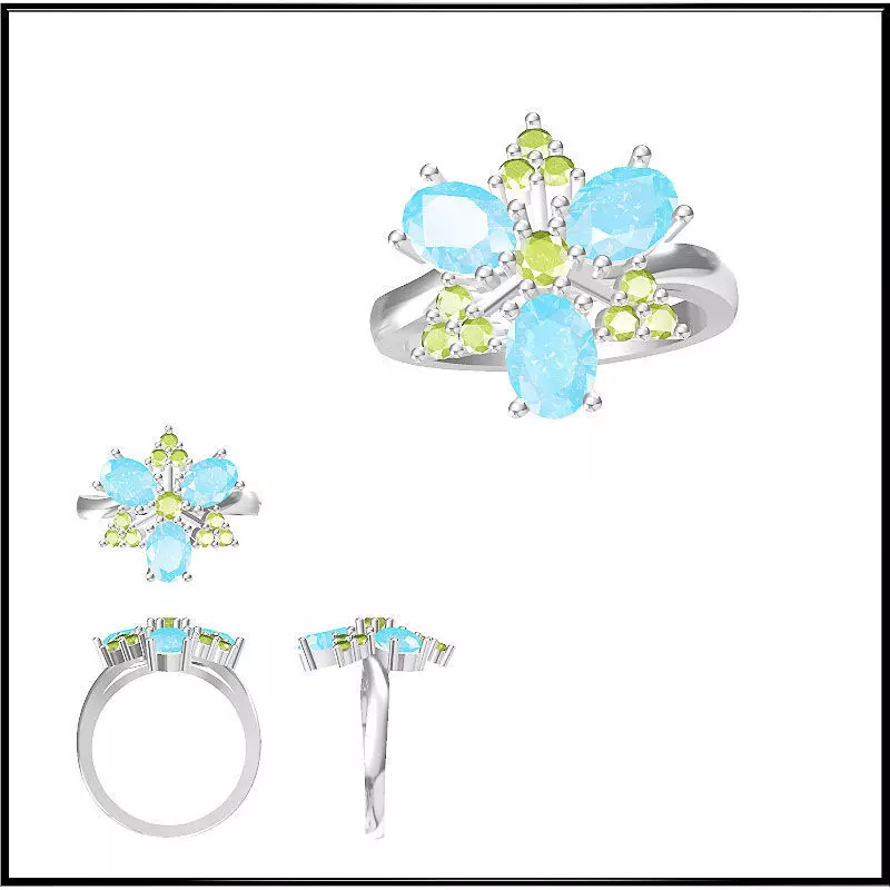 JCD Format White elegant gold color stone rings cad cam jewelry 3D ...