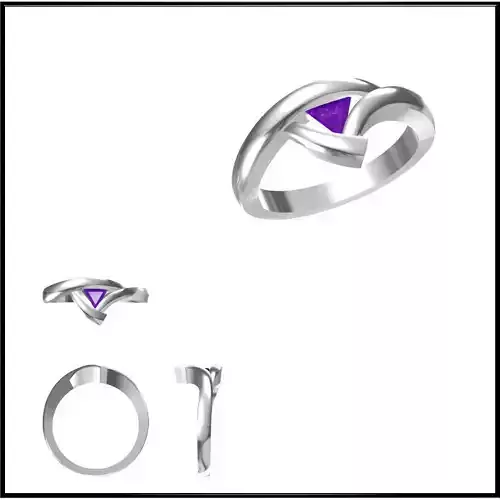 JCD Format Simple color stone rings jewelry cad