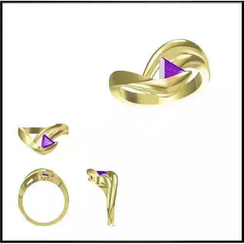 JCD Format Simple color stone rings jewelcad