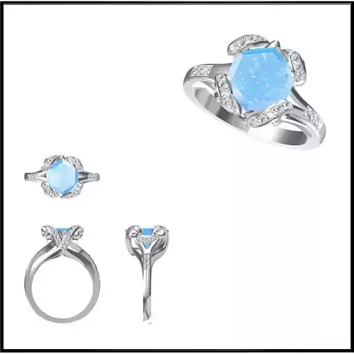 JCD Simple color stone rings cad cam jewelry