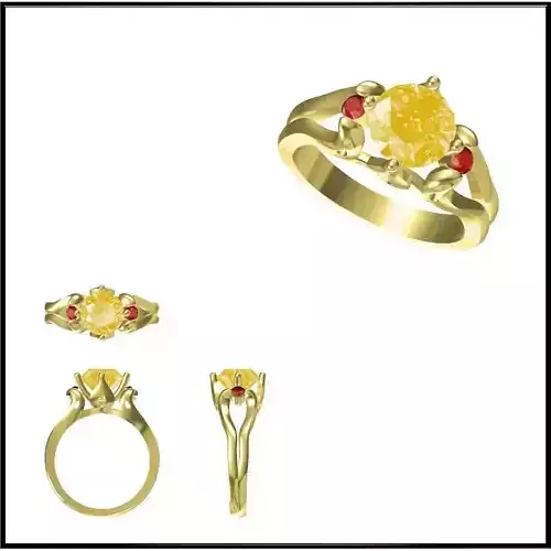 JCD Format  Custom color stone rings cad jewellery design