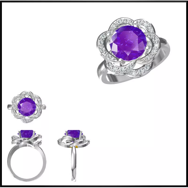 JCD Format Custom color stone rings cad color stone ring design 3D print model