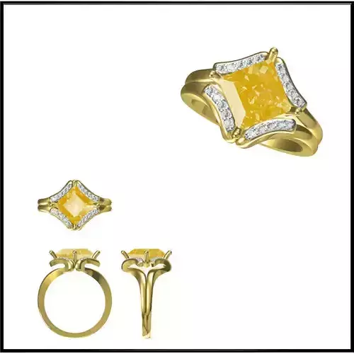 JCD Format Custom color stone rings cad color stone ring