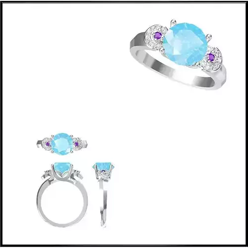 JCD Format  Colored stone engagement rings rhino 3d jewelry