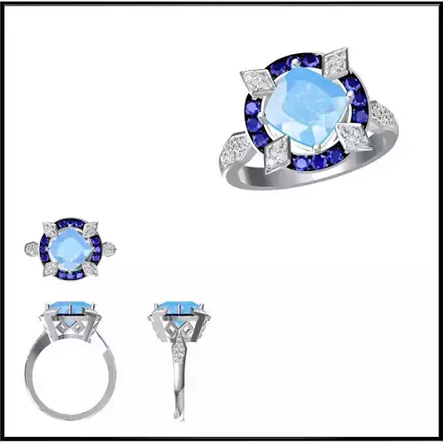 JCD Format Colored stone engagement rings jewellery cad design