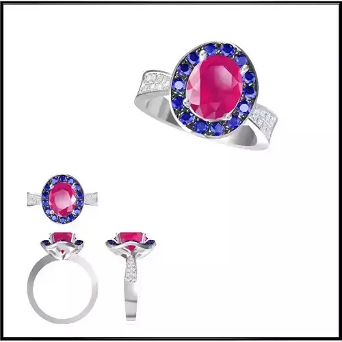 JCD Format Colored stone engagement rings jewellery 3dm files