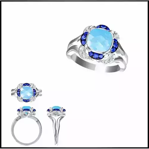 JCD Format Colored stone engagement rings cad jewellery