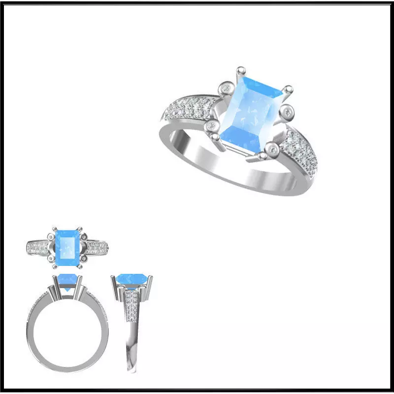 JCD Format Colored stone engagement rings cad color stone ring 3D print model