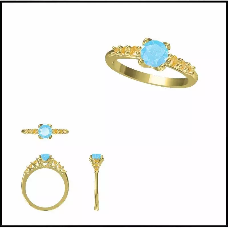 JCD Format Colored stone engagement rings design course 3D print model