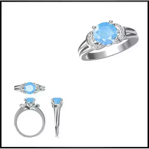JCD Format Colored stone engagement rings 3d cad jewelry design