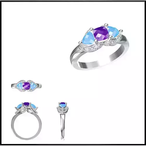 JCD Format Antique color stone rings jewelry cad programs