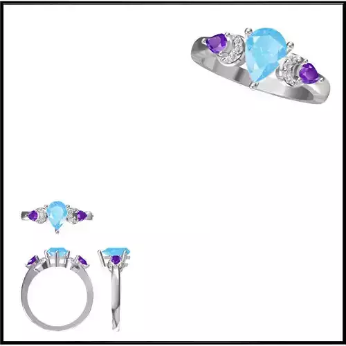 JCD Format Antique color stone rings jewelry cad institute