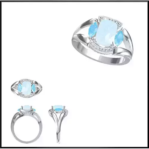 JCD Format Antique color stone rings jewelry cad cam masters