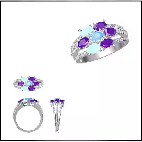 JCD Format Antique color stone rings jewellery cad design