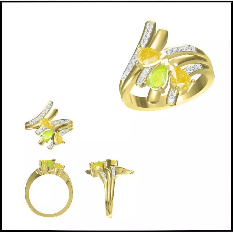 JCD Format Antique color stone rings jewellery 3dm files 3D print model