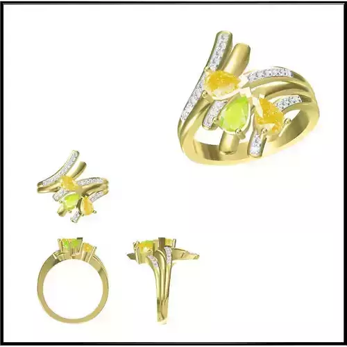 JCD Format Antique color stone rings jewellery 3dm files