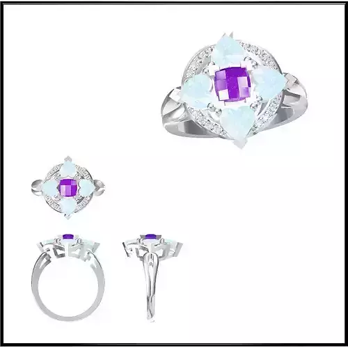 JCD Format Antique color stone rings jewelcad