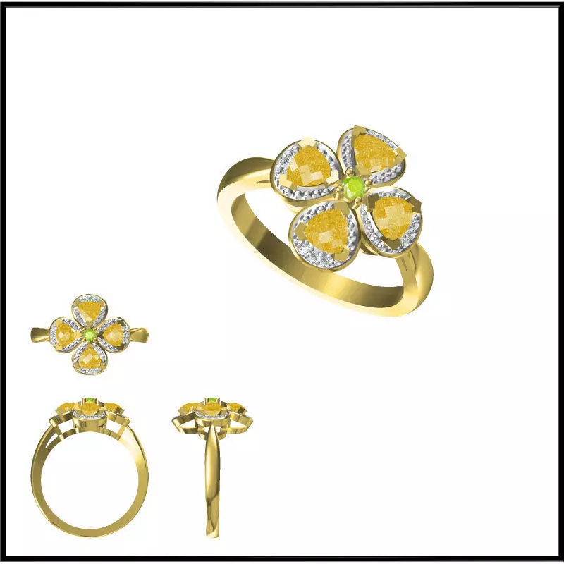 JCD Format Antique color stone rings cad ring design 3D print model