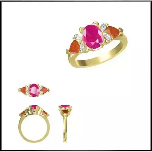 JCD Format Antique color stone rings cad jewellery design course