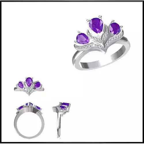 JCD Format Antique color stone rings cad color stone ring