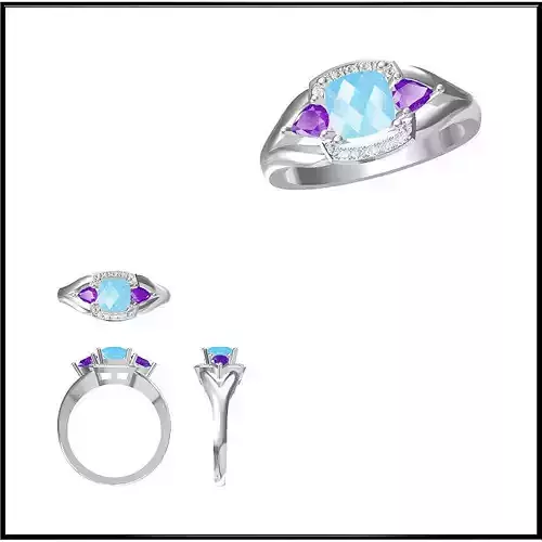 JCD Format Antique color stone rings autodesk jewelry design