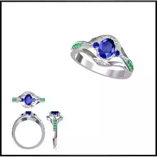 JCD Format Antique color stone rings autocad jewelry