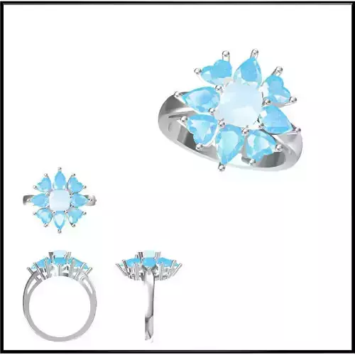 JCD Format Antique color stone rings 3d cad jewelry design 3D print model
