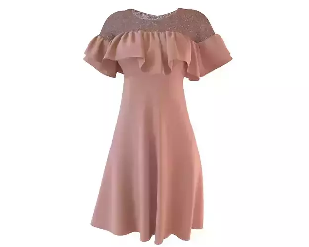 Stylish Designer Women Yoke Dress 3D model 