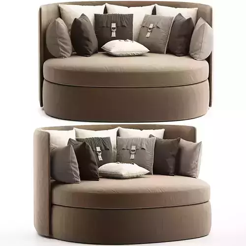 Petrol Blue Seater Round Velvet Sofa 3d model