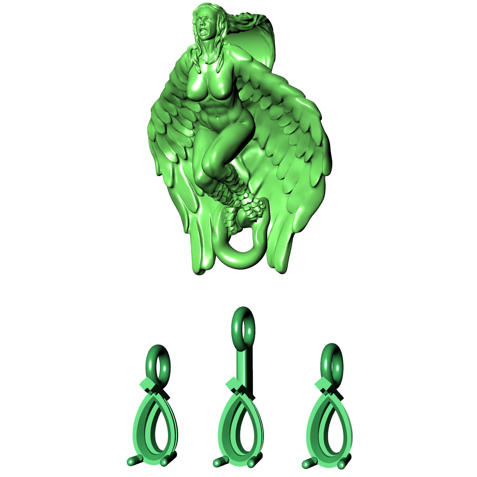 Harpy Pendant  3D print model_10