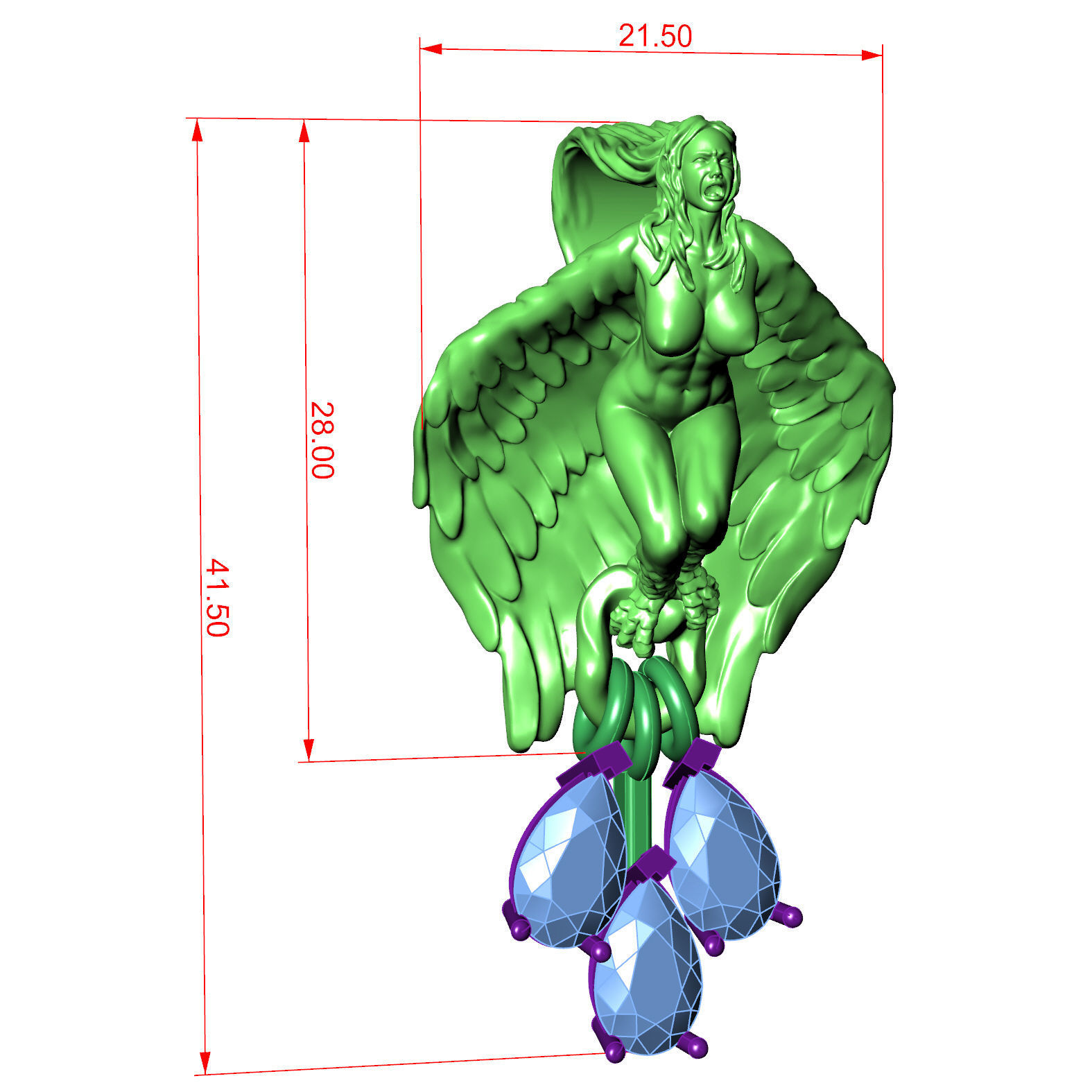Harpy Pendant  3D print model_9