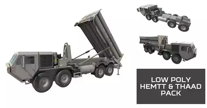 Low Poly HEMTT and  THAAD Pack Low-poly 3D model