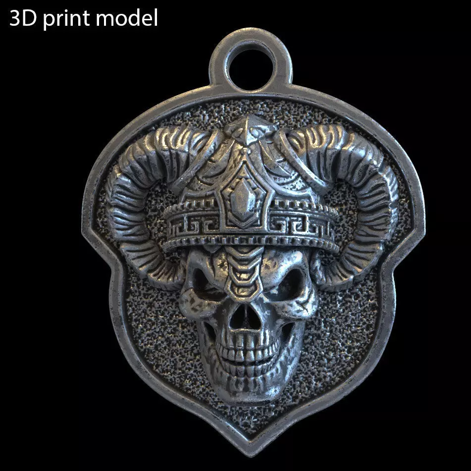 skull Pendant jewelry Demon vol4 and relief 3D print model