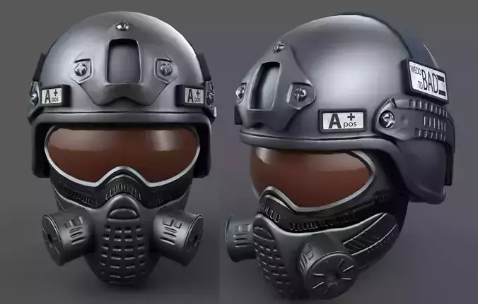 Helmet scifi fantasy pilot military combat soldier armor  Low-poly 3D model