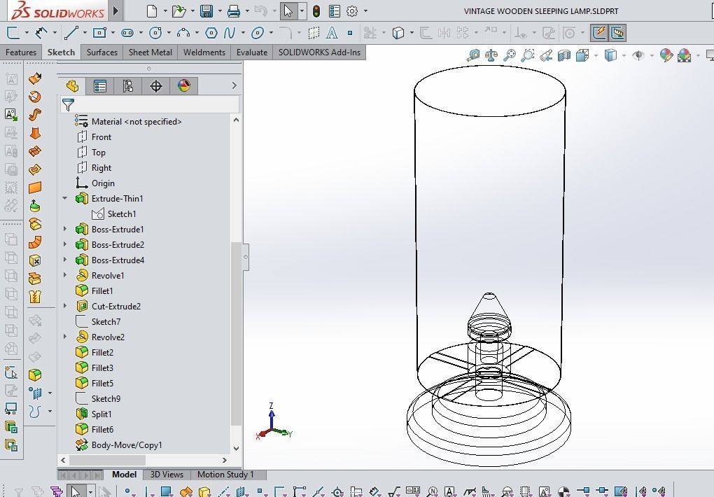 Nightlight VINTAGE WOODEN SLEEPING LAMP 3D model_11