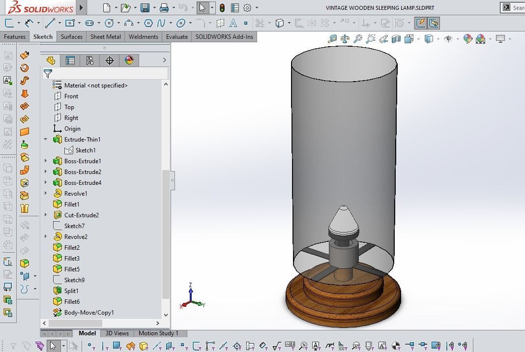 Nightlight VINTAGE WOODEN SLEEPING LAMP 3D model_8