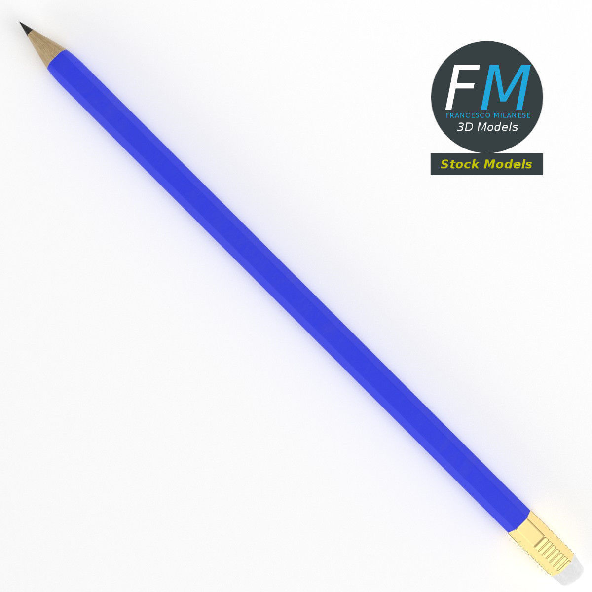 Pencil with eraser 3D model_6