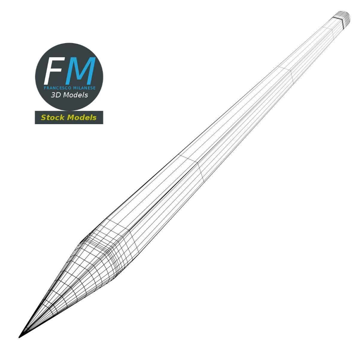 Pencil with eraser 3D model_7