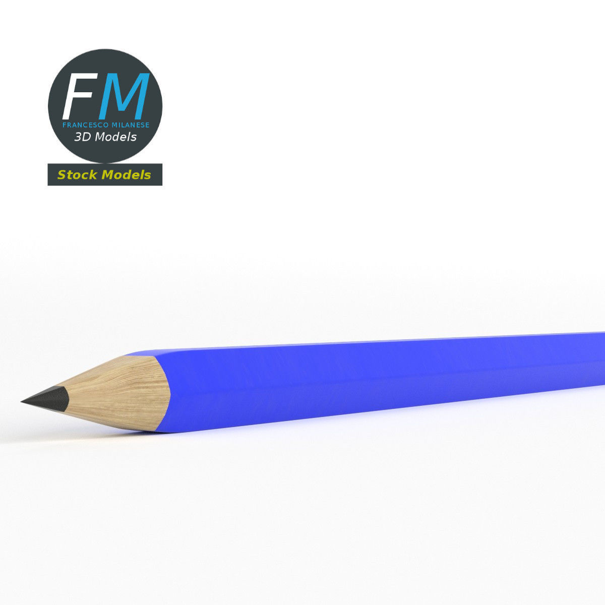 Pencil with eraser 3D model_3