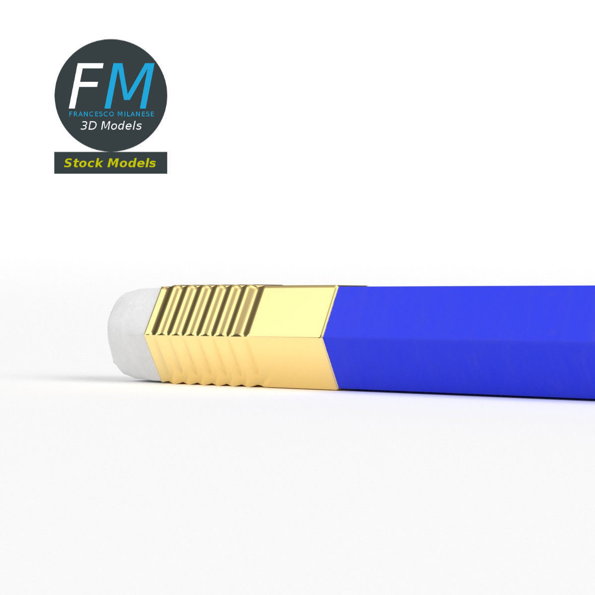 Pencil with eraser 3D model_4