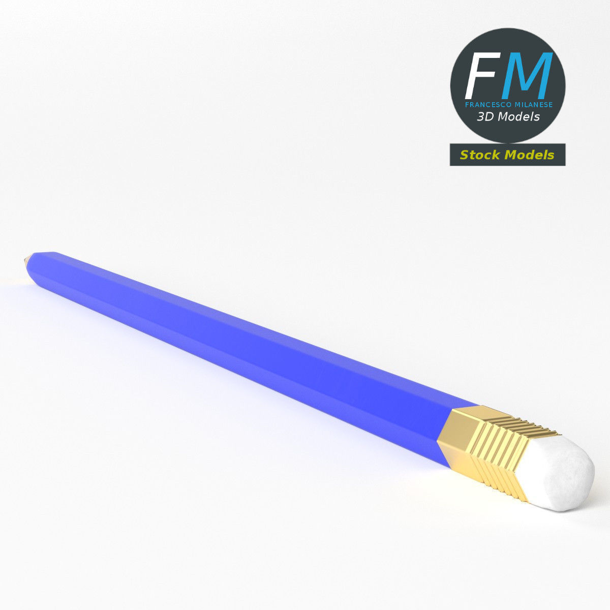 Pencil with eraser 3D model_5