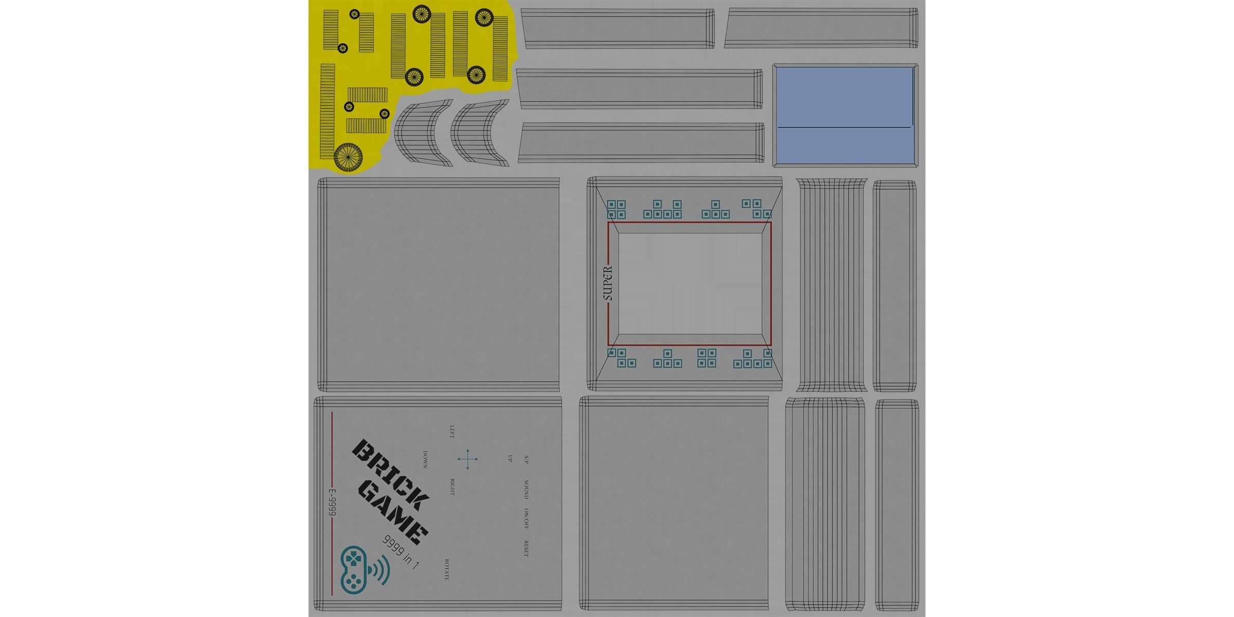 Brick Game Console Low-poly 3D model_6