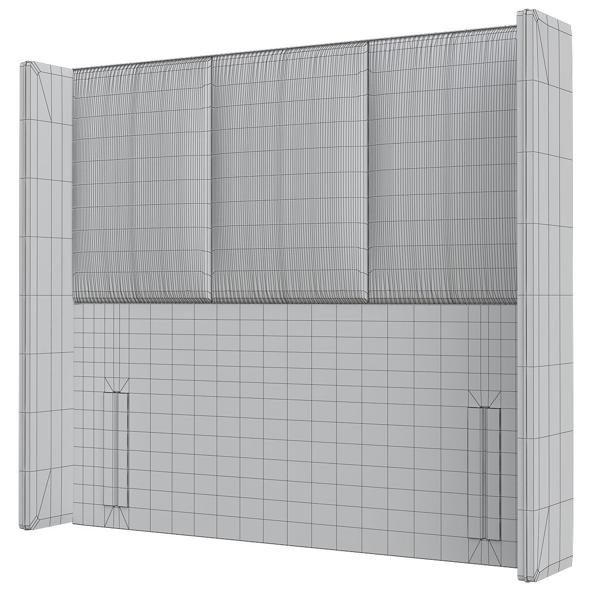 3-Panel Winged Headboard 3d model Low-poly 3D model_1