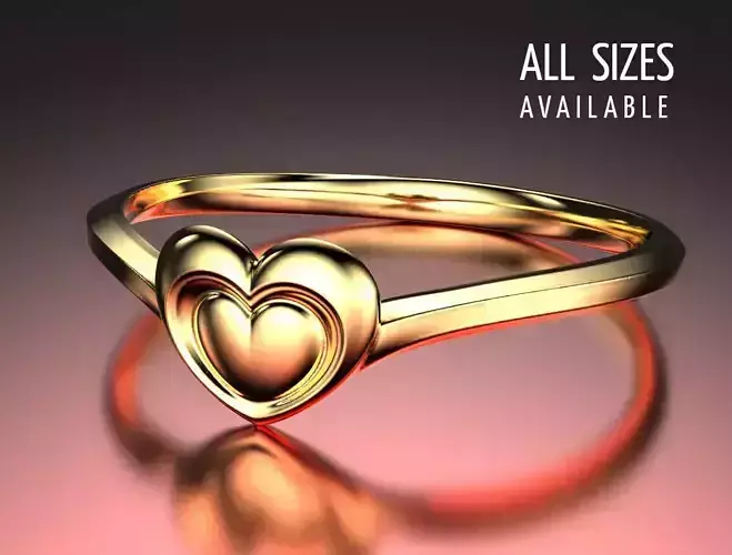 Valentines gift golden ring with heart