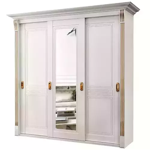 Wardrobe low poly 3d model with mirrored doors bedroom furniture sets home