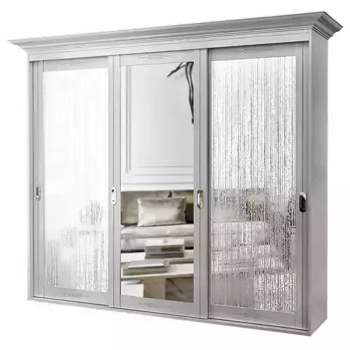 Wardrobe low poly 3d model mirrored closet doors