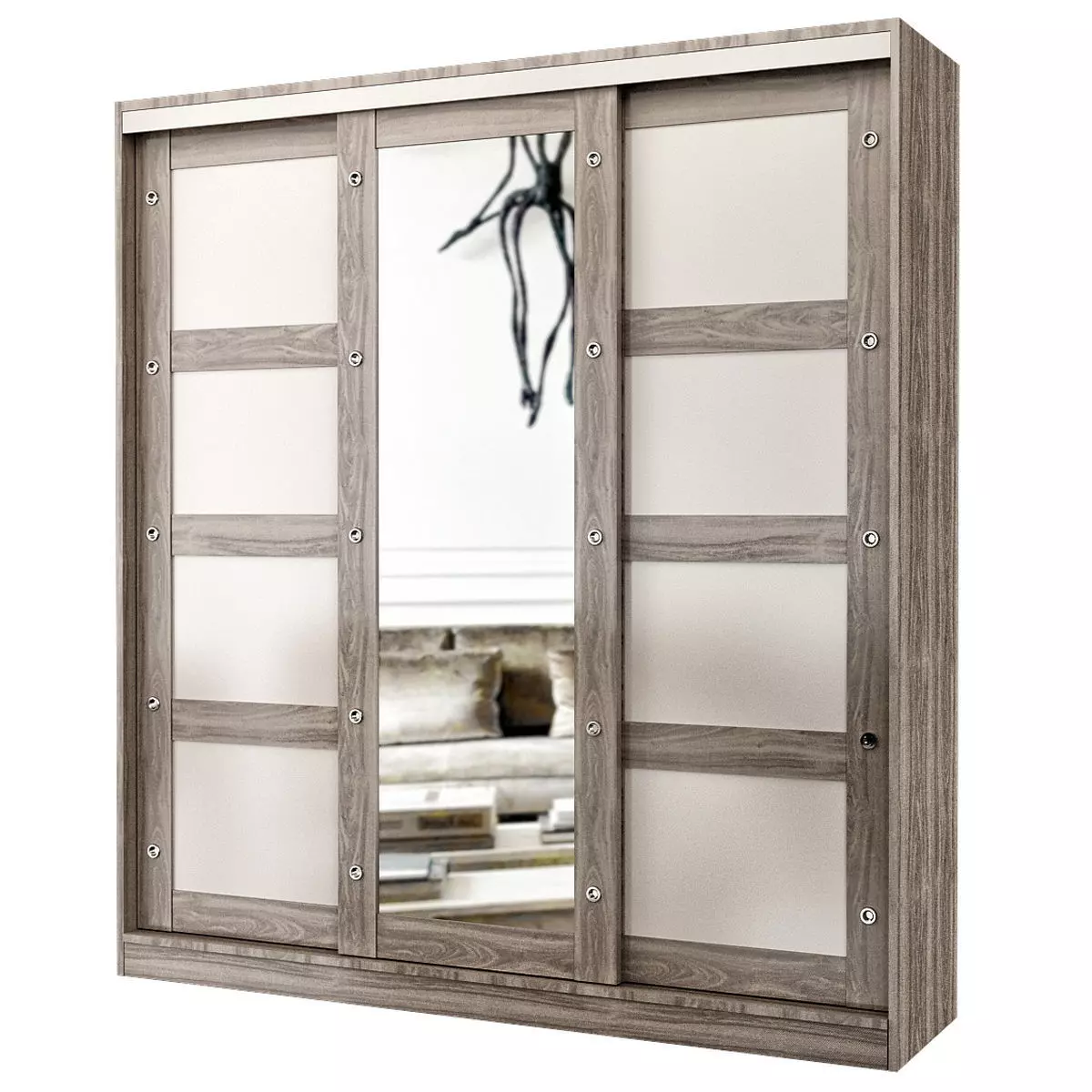 Wardrobe low poly 3d model sliding with glass doors Low-poly 3D model_0