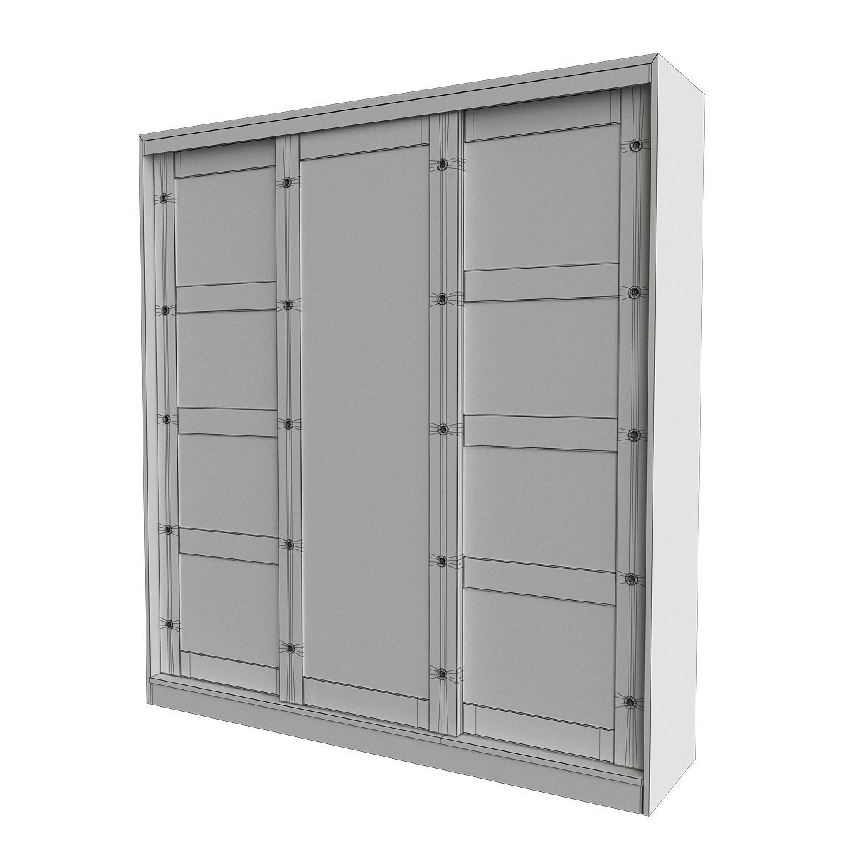 Wardrobe low poly 3d model sliding with glass doors Low-poly 3D model_1