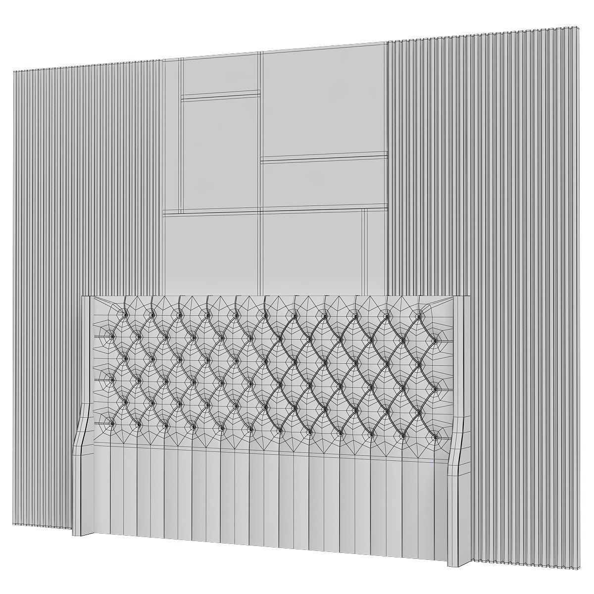 Headboard 3d model bed with tufted Low-poly 3D model_1