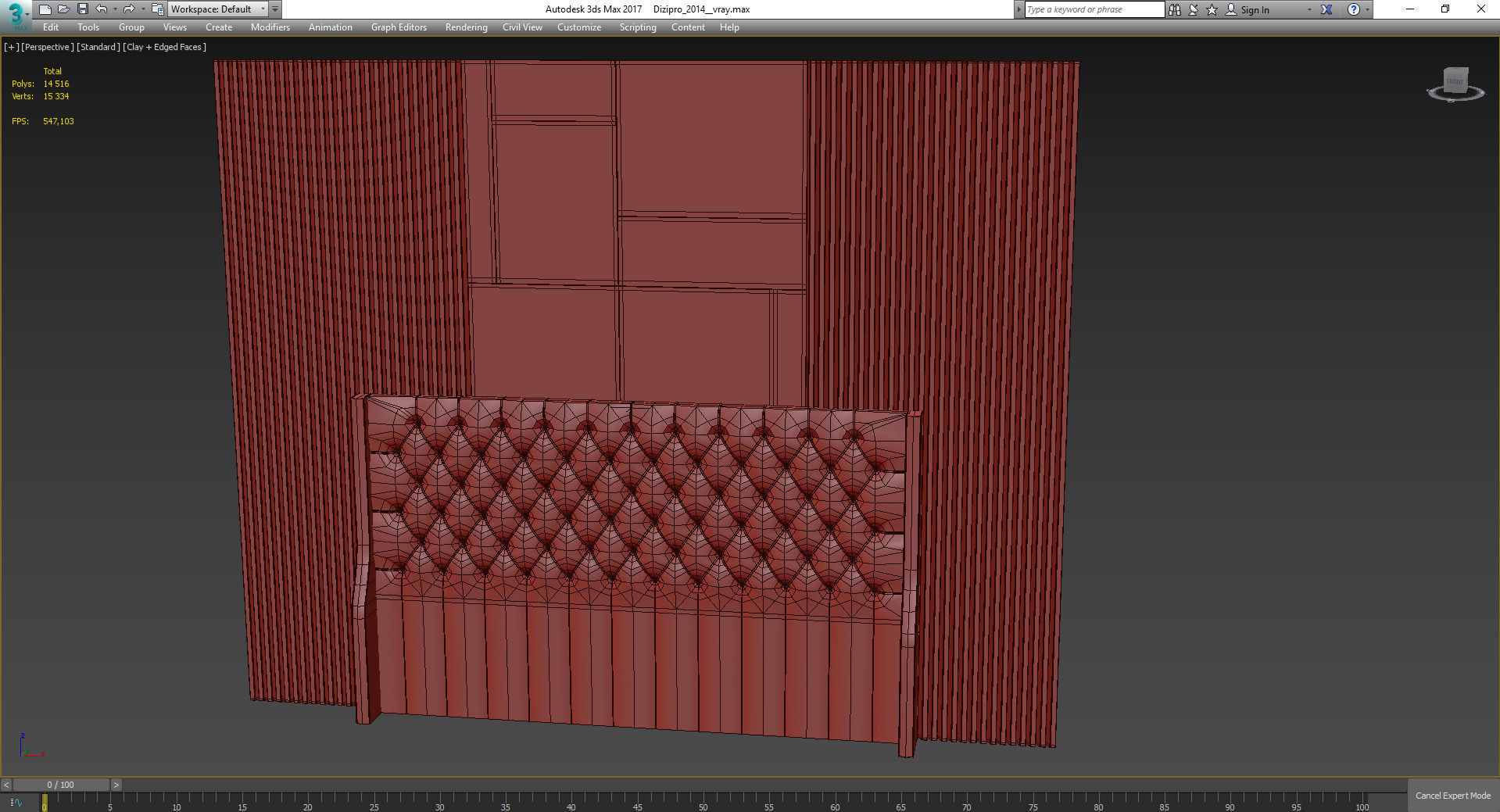 Headboard 3d model bed with tufted Low-poly 3D model_2